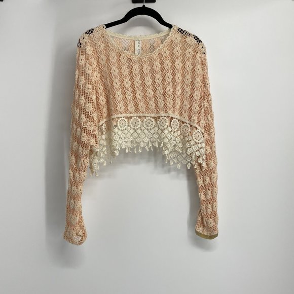Free People Pink and White Crochet Crop Top - Picture 13 of 16